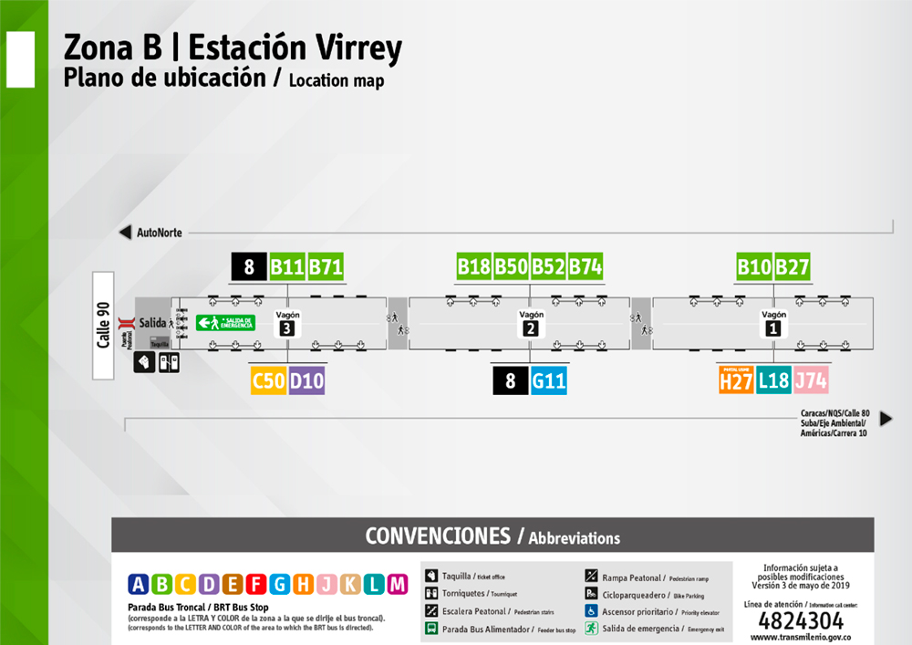 Estación Virrey puntos de parada ahora