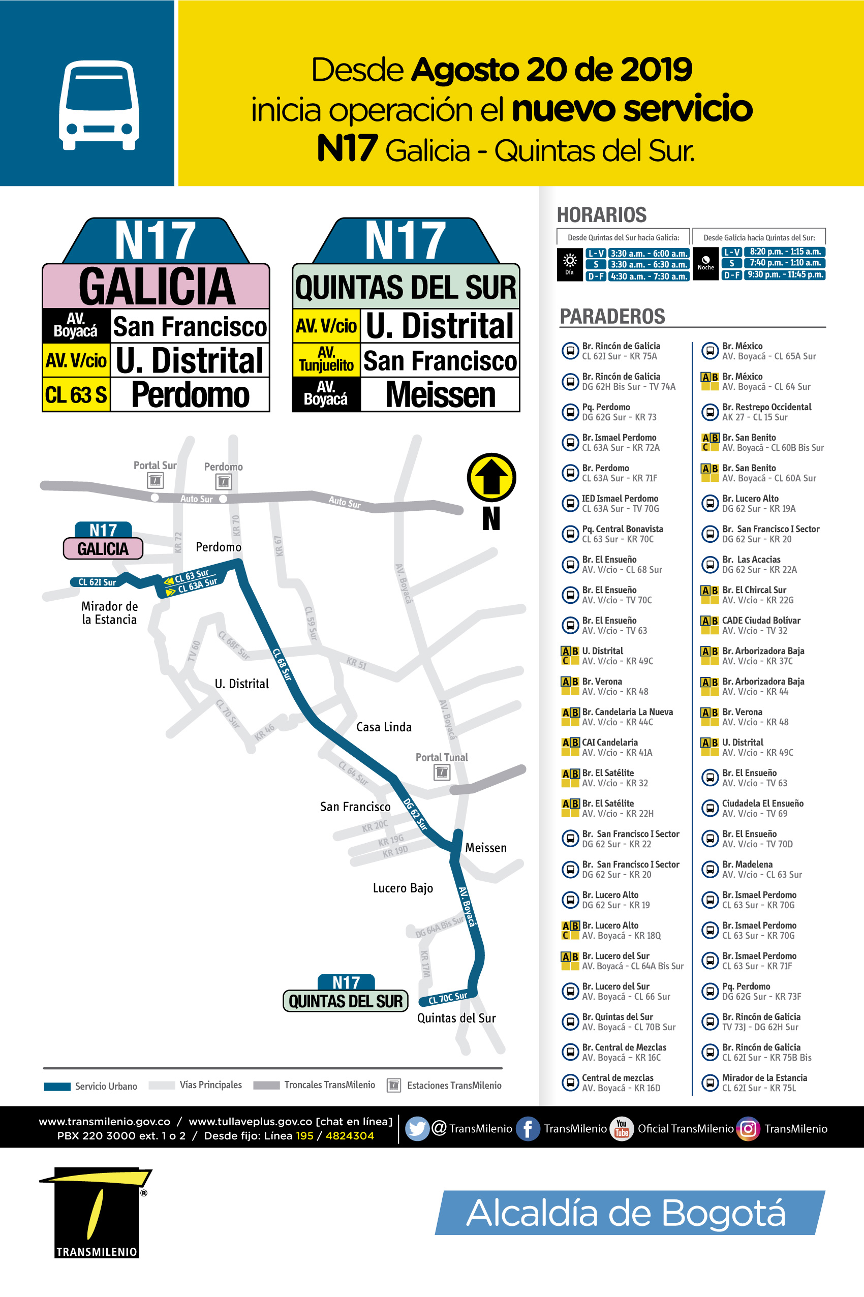 Mapa del nuevo servicio N17 Mapa del nuevo servicio N17