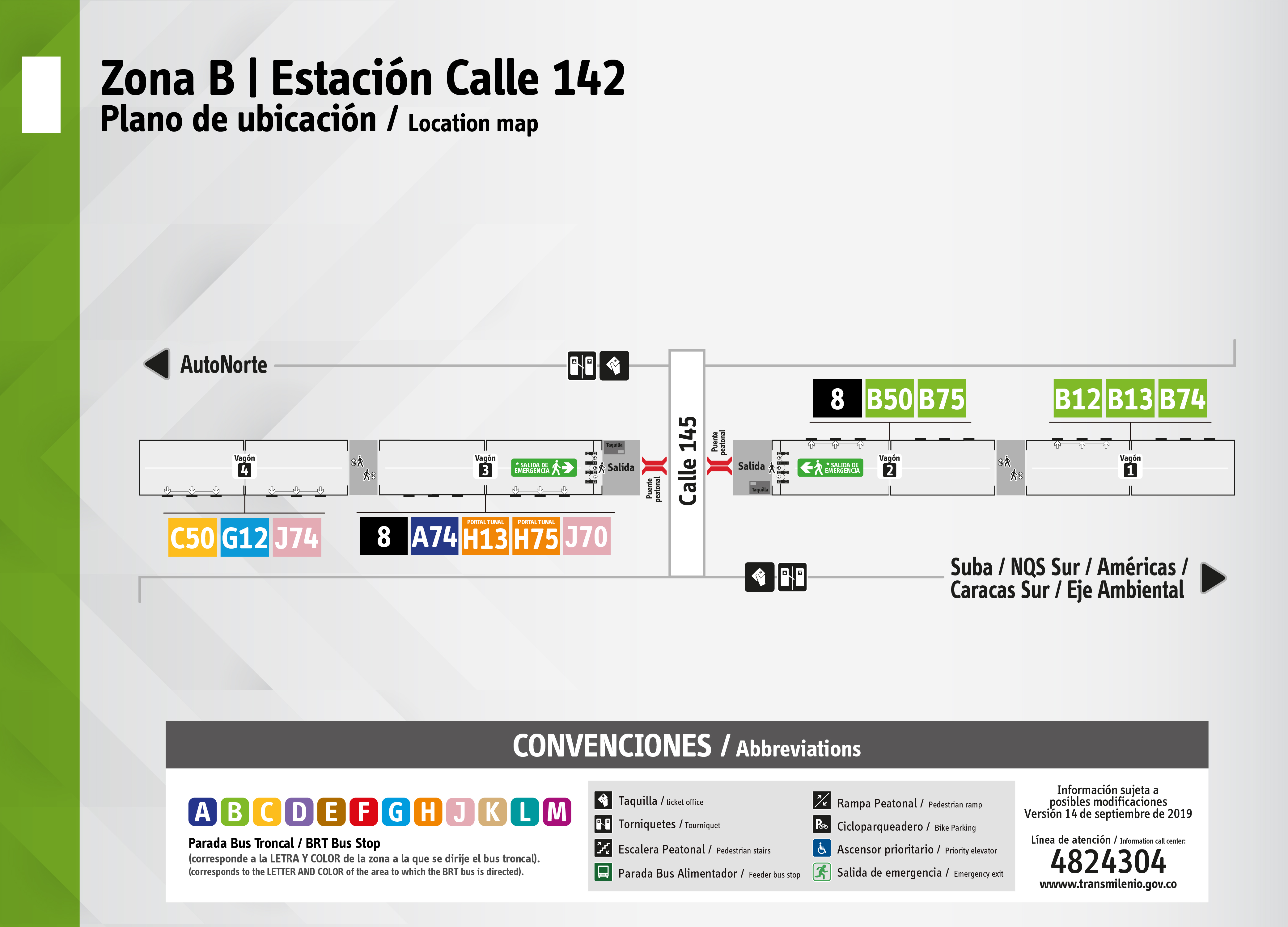 Plano de estación calle 142