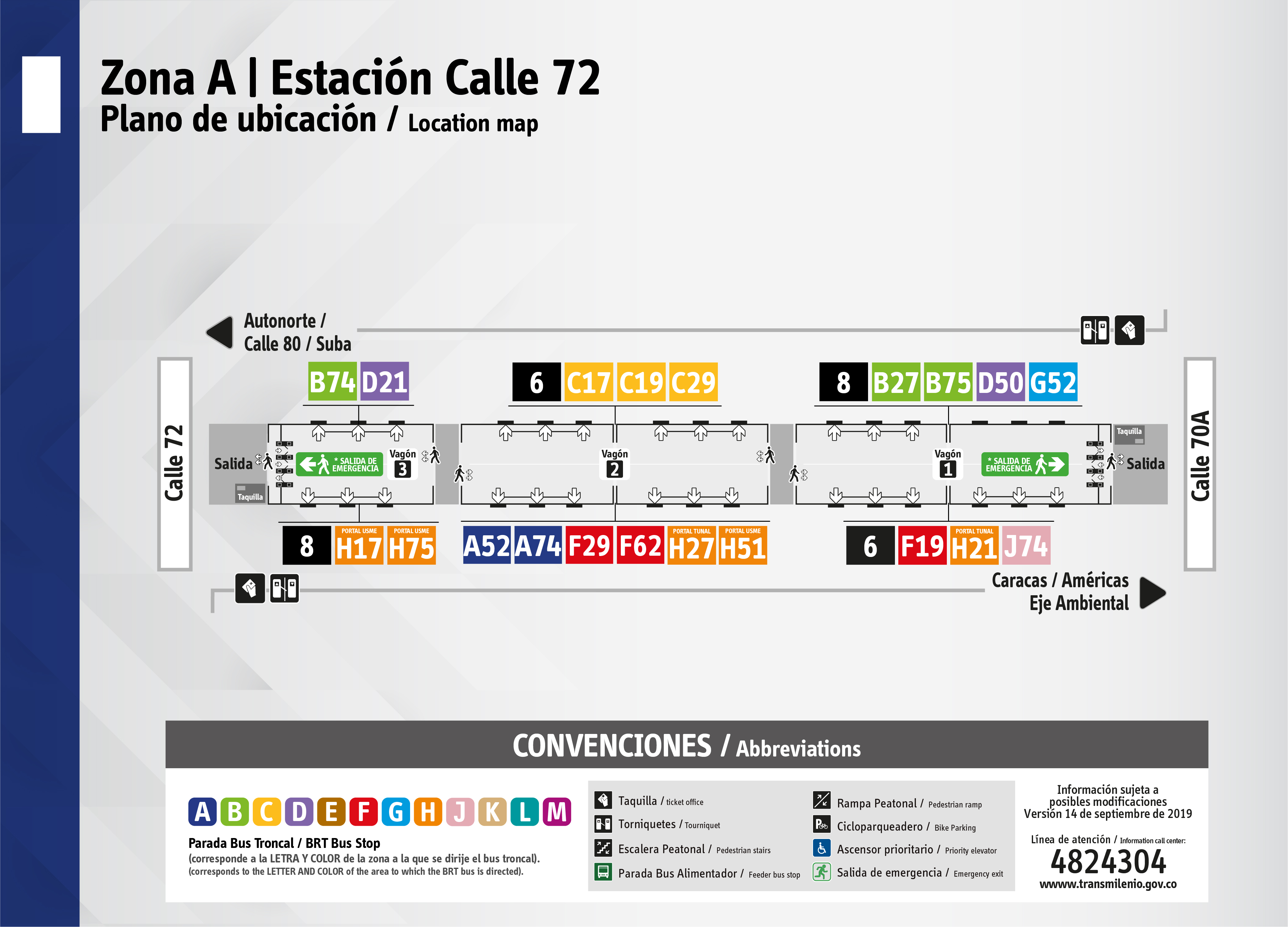 Plano de estación calle 72