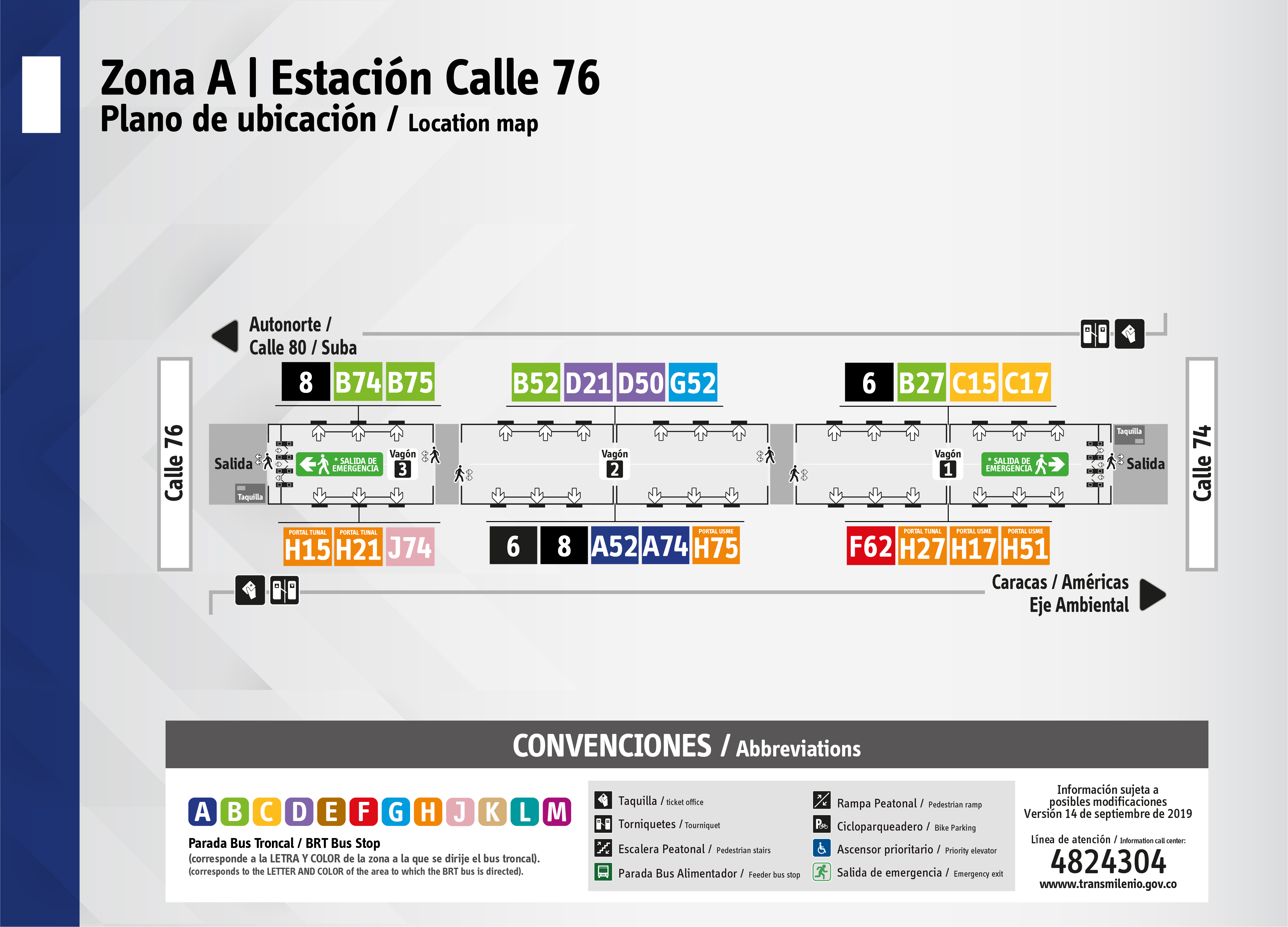 Plano de estación Calle 76