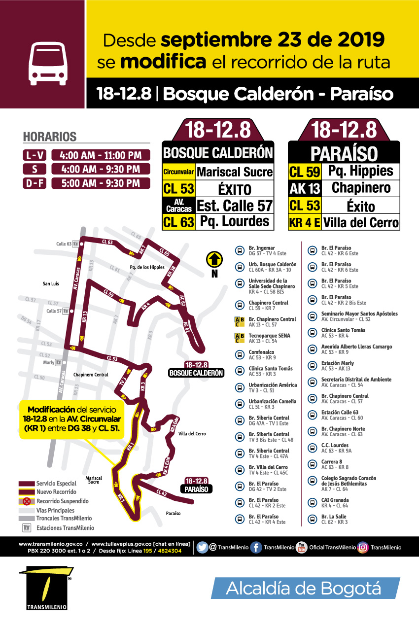 Servicio especial 18-12.8 - Bosque Calderón-Paraíso 