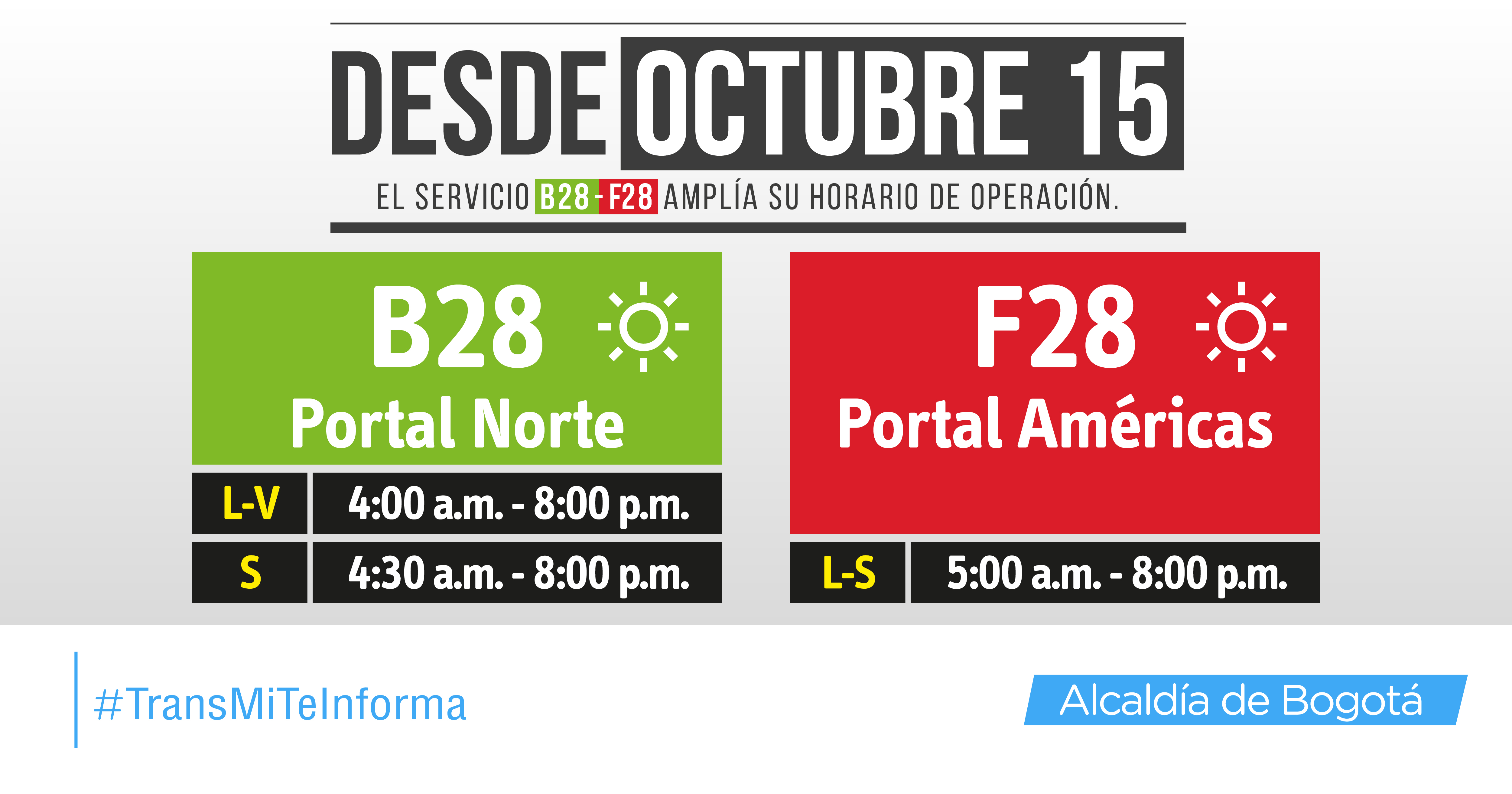 Nuevo horario de servicios torncales B28-F28 Nuevo horario de servicios torncales B28-F28