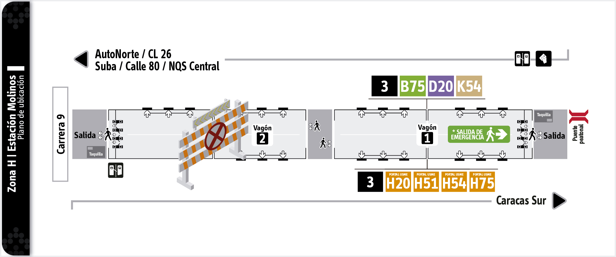 Cierre temporal del vagón 2 en estación molinos Cierre temporal del vagón 2 en estación molinos