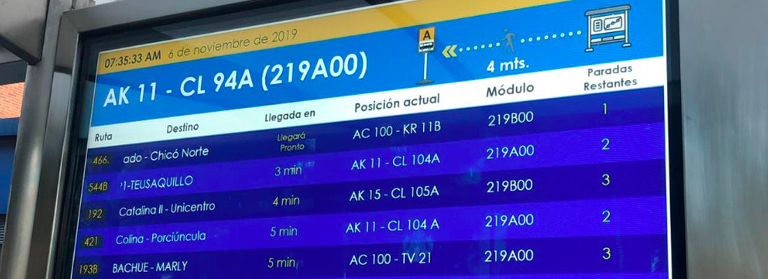 Pantallas en paraderos del SITP, prueba piloto Pantallas en paraderos del SITP, prueba piloto