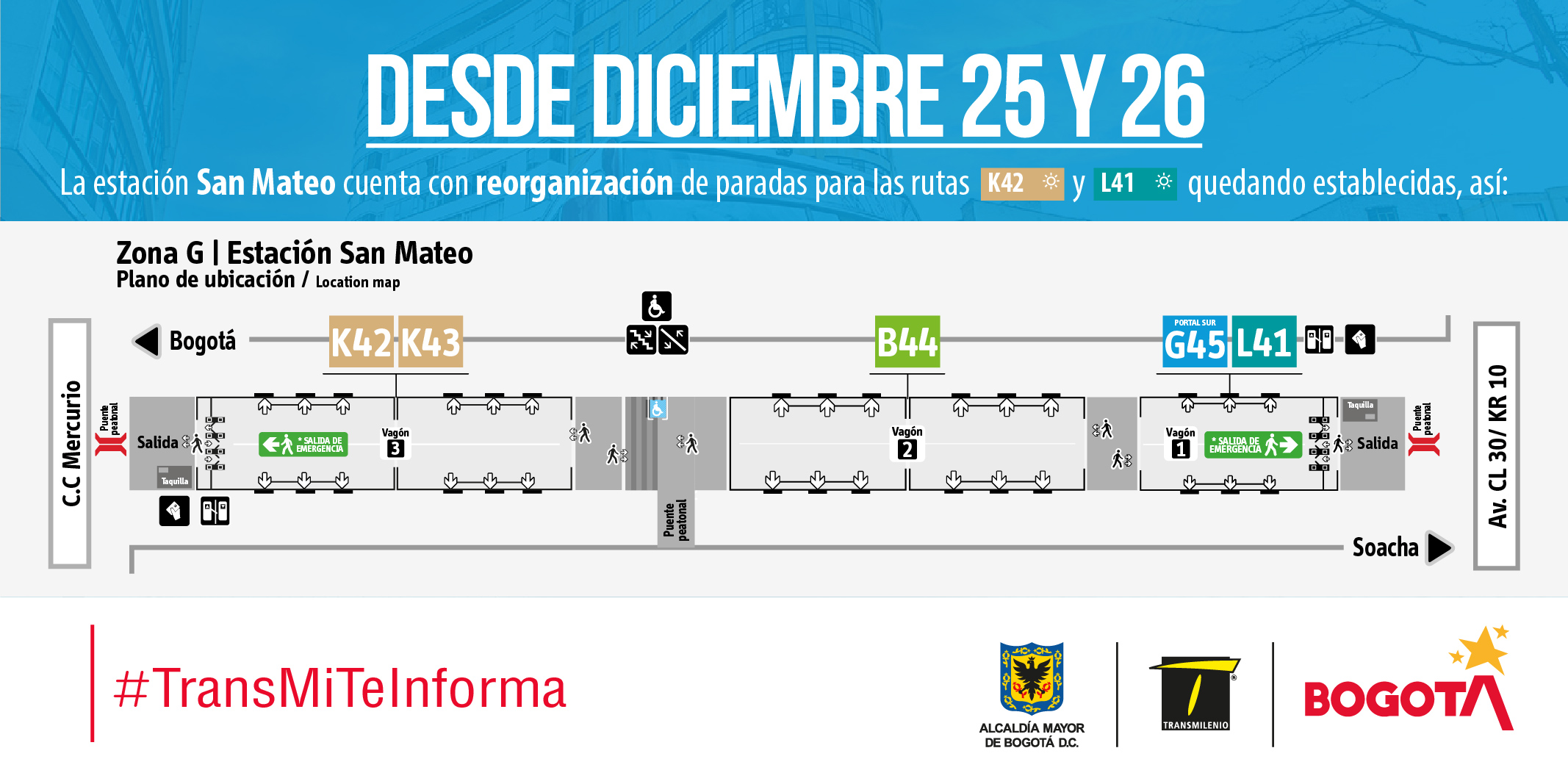 Mapa estaciones rutas TransMilenio estación San Mateo