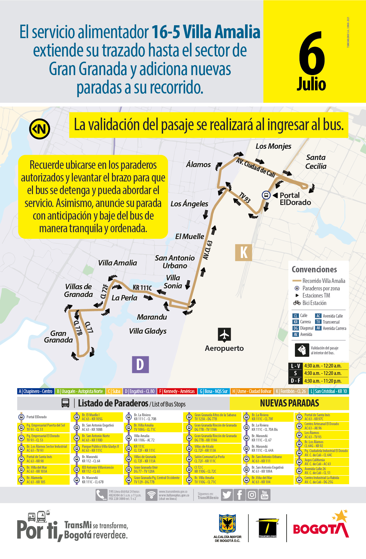 servicio alimentador 16-5 Villa Amalia extiende su trazado