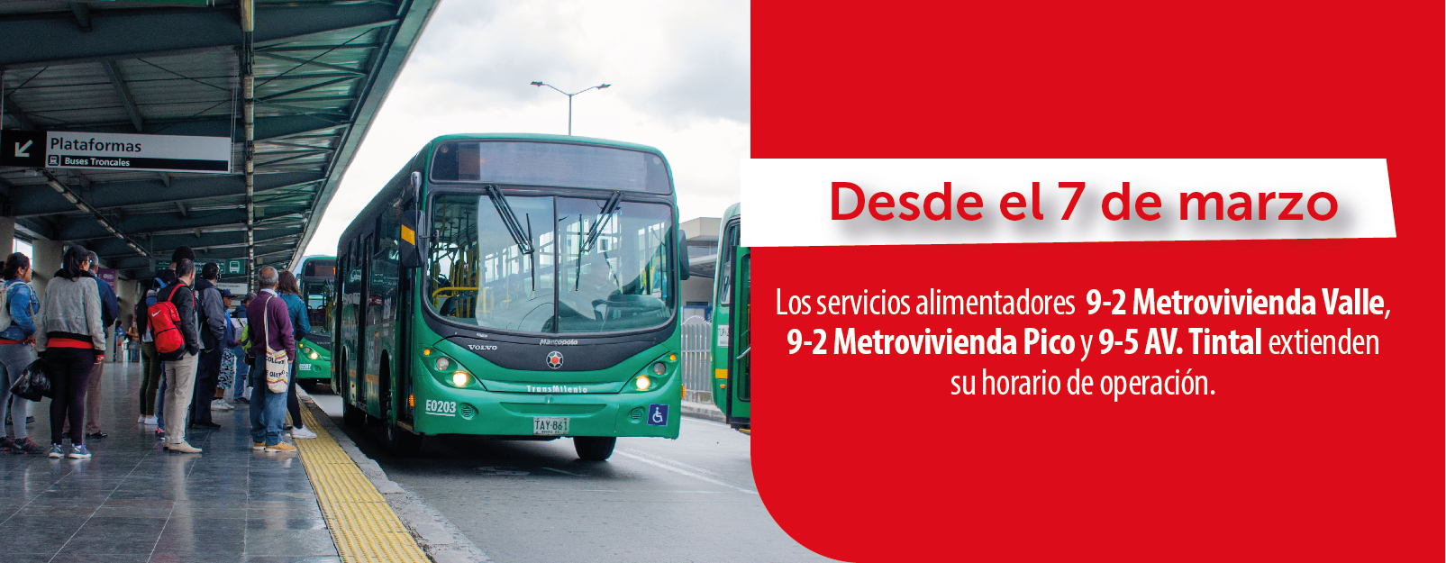 Alguno servicios alimentadores del portal Am&eacute;ricas extienden su horario de operaci&oacute;n