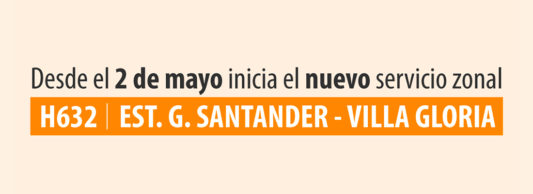 Nueva ruta H632 conecta la Estaci&oacute;n General Santander con Villa Gloria