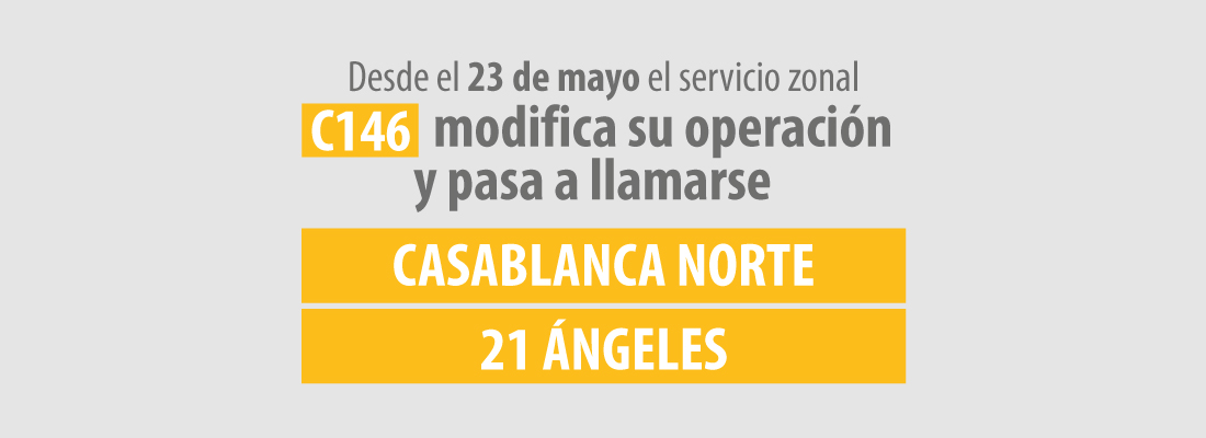 Ruta zonal C146 modifica su operaci&oacute;n y tiene nuevo nombre