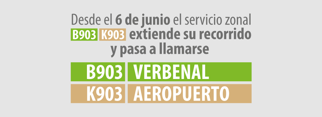 Ruta zonal B903-K903 extender&aacute; su recorrido a Verbenal