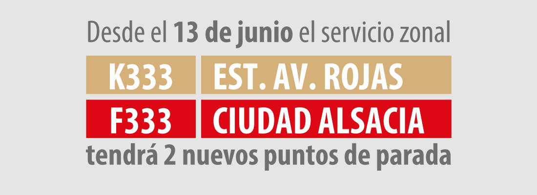 Ruta K333-F33 tendr&aacute; dos nuevas paradas