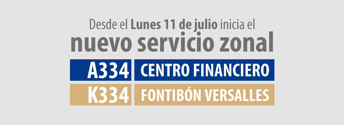 Nueva ruta A334 Centro Financiero-K334 Fontib&oacute;n Versalles