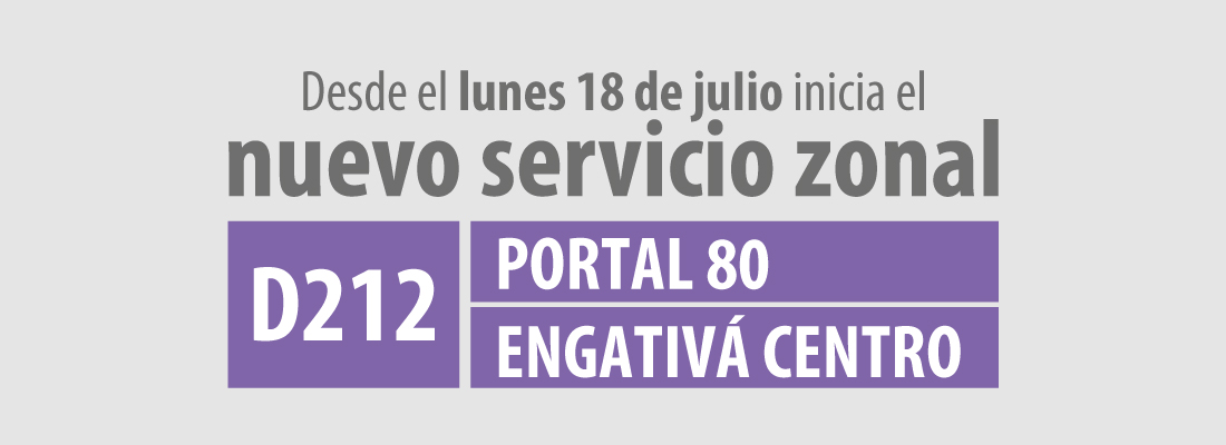 Nueva ruta zonal D212 Portal 80-Engativ&aacute; Centro