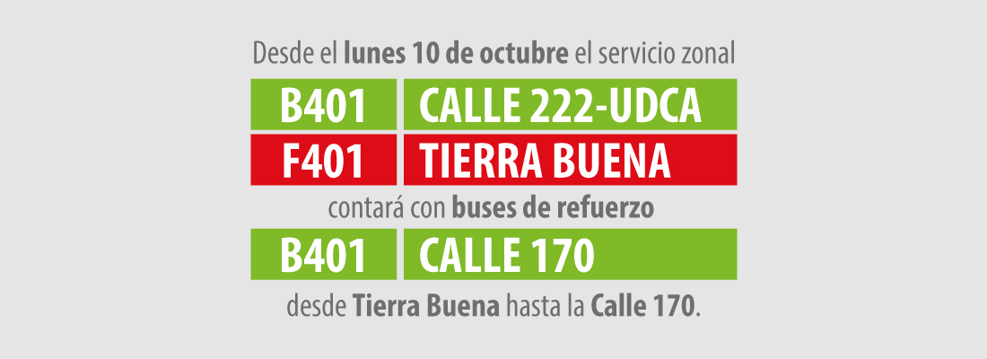 Nuevo servicio de refuerzo B401 Calle 170