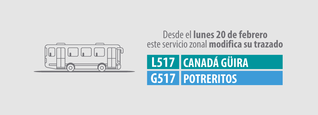 Servicio zonal L517 - G517 modifica su operaci&oacute;n