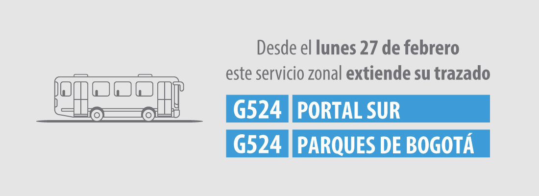 Ruta G524 Portal Sur - Parques de Bogot&aacute; extiende su trazado