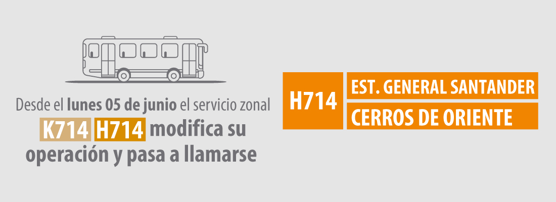 La ruta K714 - H714 modifica su recorrido y cambia su nombre