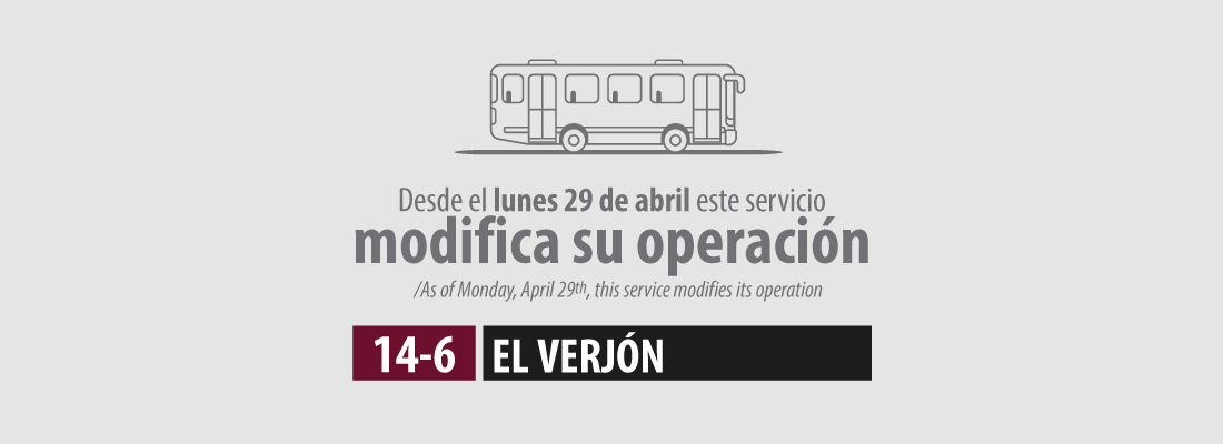 Ruta 14-6 El Verj&oacute;n tiene novedad en su recorrido