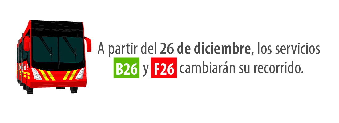 Servicios B26 y F26 ahora transitan por la troncal NQS Central