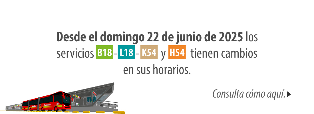Servicios troncales B18-L18 y H54-K54 amplían su horario