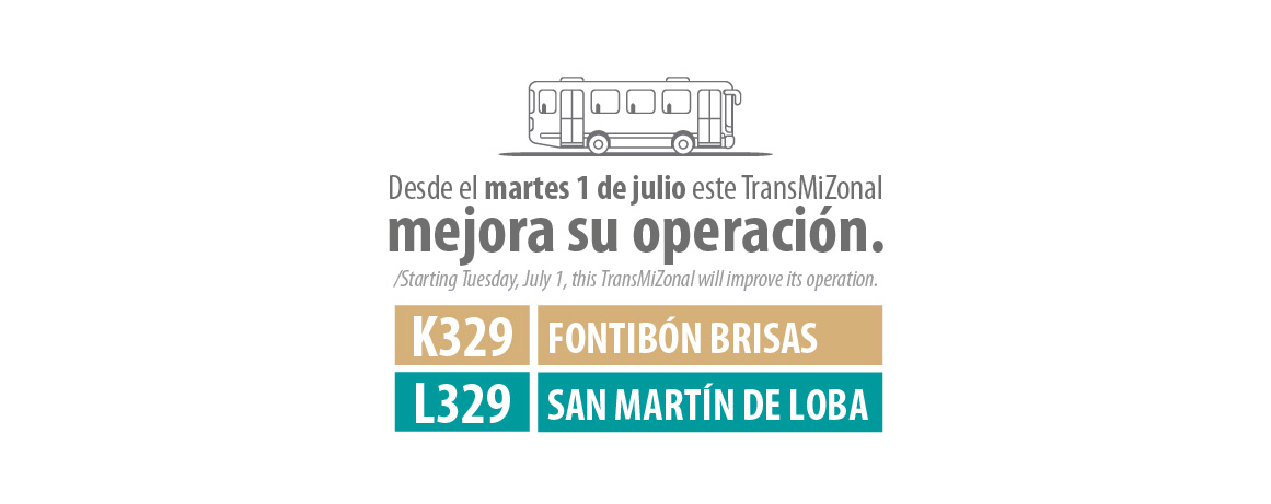 Servicio TransMiZonal K329 - L329 modifica su operación