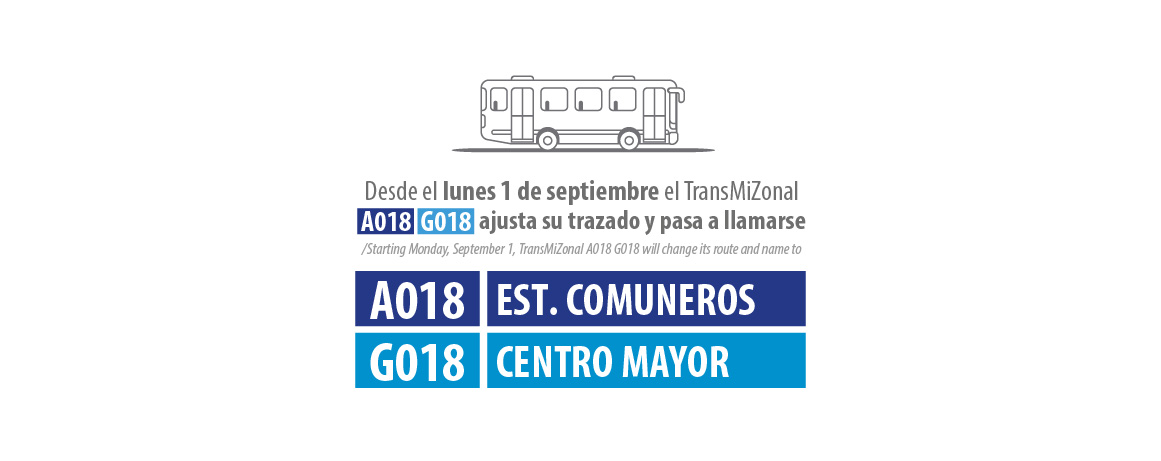 Servicio A018 Estación Comuneros - G018 Centro Mayor cambian su trazado