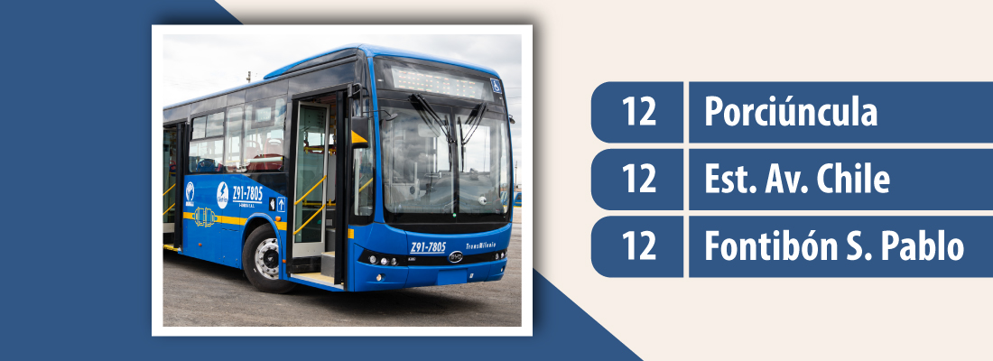 Servicio TransMiZonal 12 Porciúncula - Fontibón San Pablo modifica su recorrido