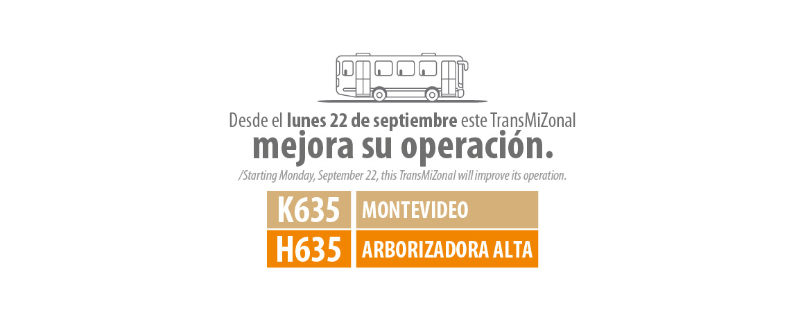 Servicio TransMiZonal K635 Montevideo - H635 Arborizadora Alta modifica su recorrido