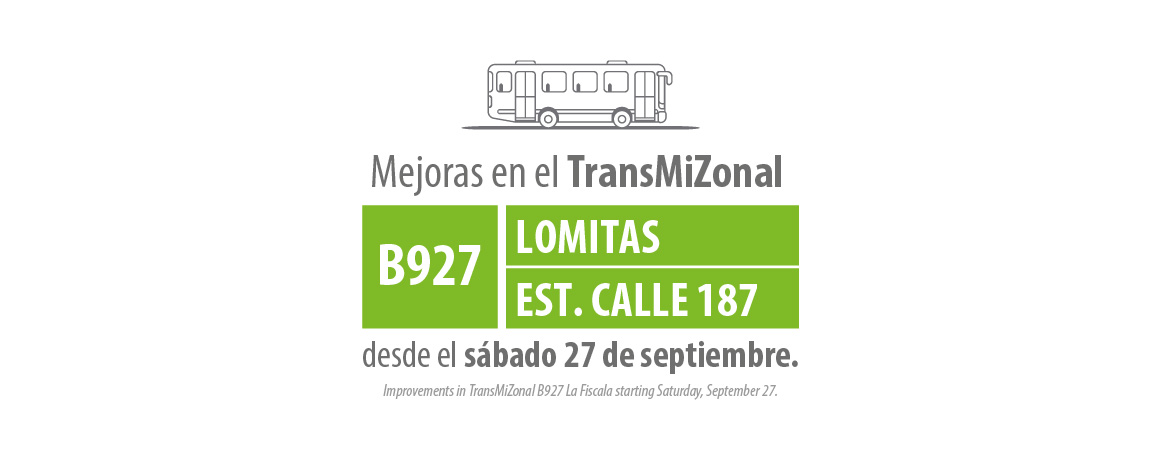 Servicio TransMiZonal B927 ajusta su trazado